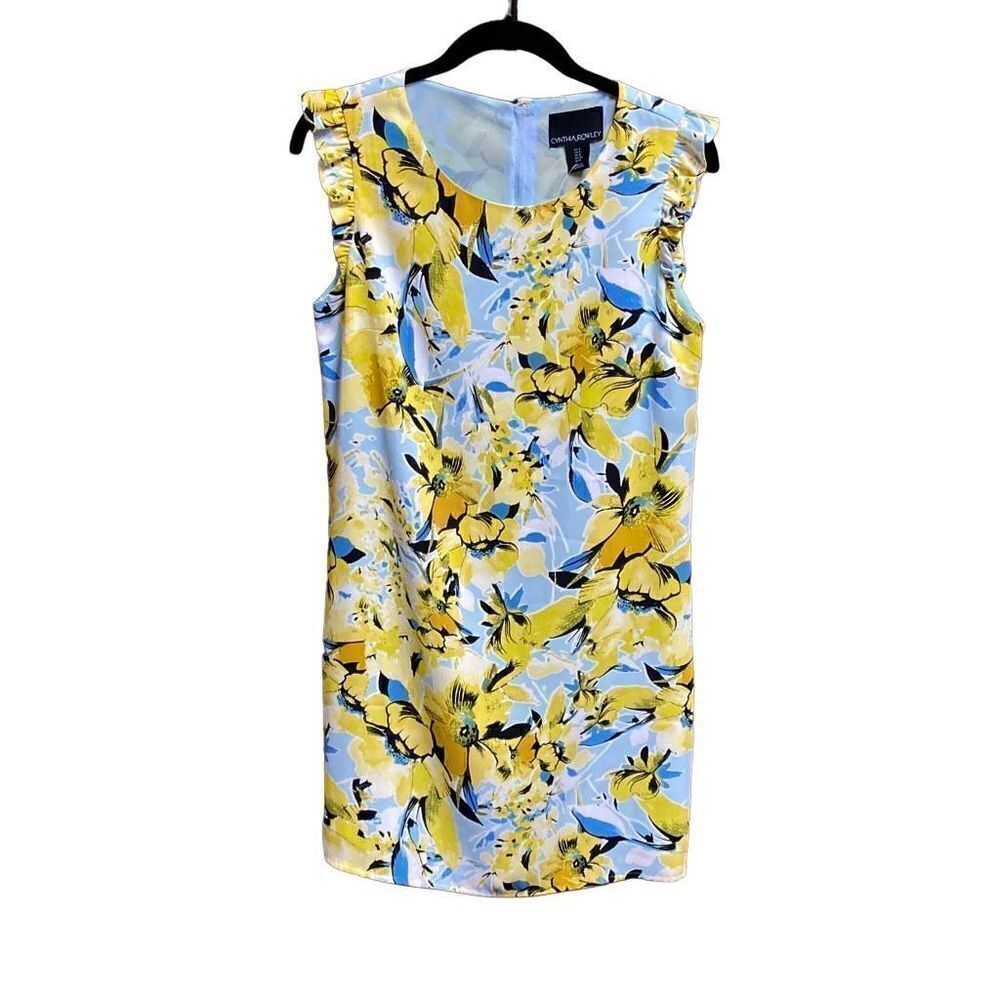 Cynthia Rowley Yellow & Blue Floral Sleeveless Dress Size 4